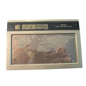 Vtg Seiko World Time Touch Sensor Desk Clock - Works!